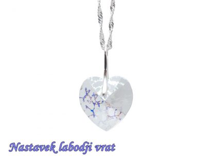 Ogrlica Kristalno srce bela patina z nastavkom s kristalom Swarovski®