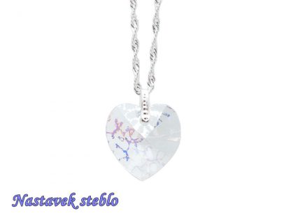 Ogrlica Kristalno srce bela patina z nastavkom s kristalom Swarovski® - Image 2