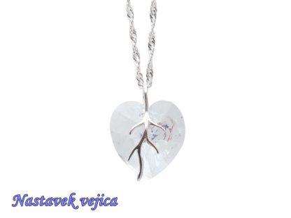 Ogrlica Kristalno srce bela patina z nastavkom s kristalom Swarovski® - Image 3